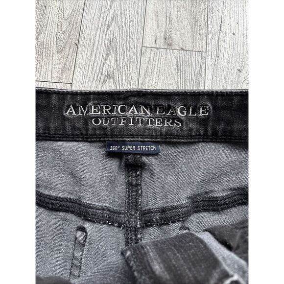 American Eagle Jean Shorts Size 6 Womens‎ Hi Rise Shortie Stretch Black Denim - Picture 5 of 8